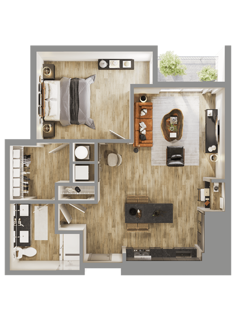 a floor plan of a house with a bedroom and a bathroom at Bemiston Place Apartments, Clayton, MO